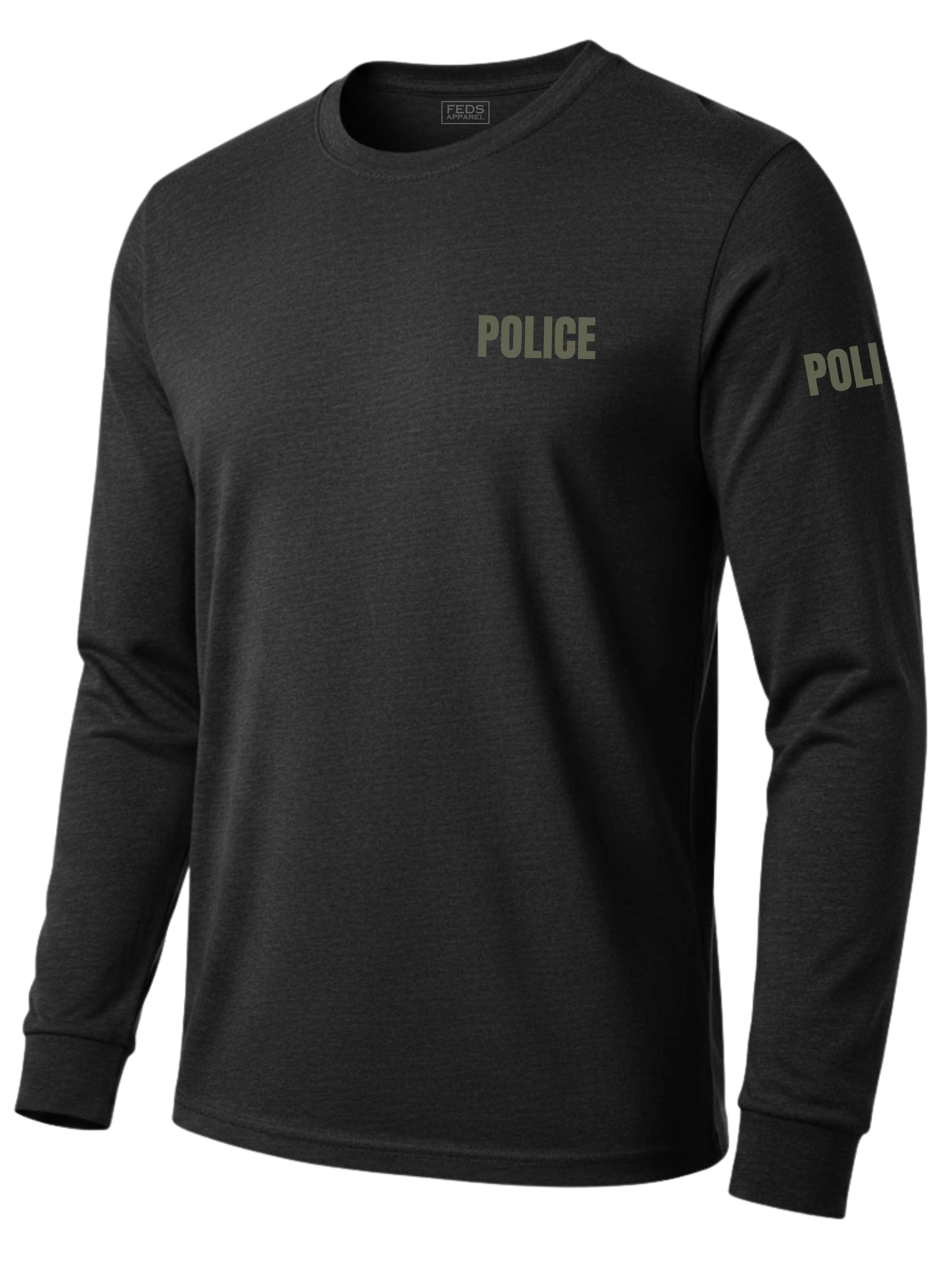 Black Police Men's Shirt - Long Sleeve (Green) - Image 2