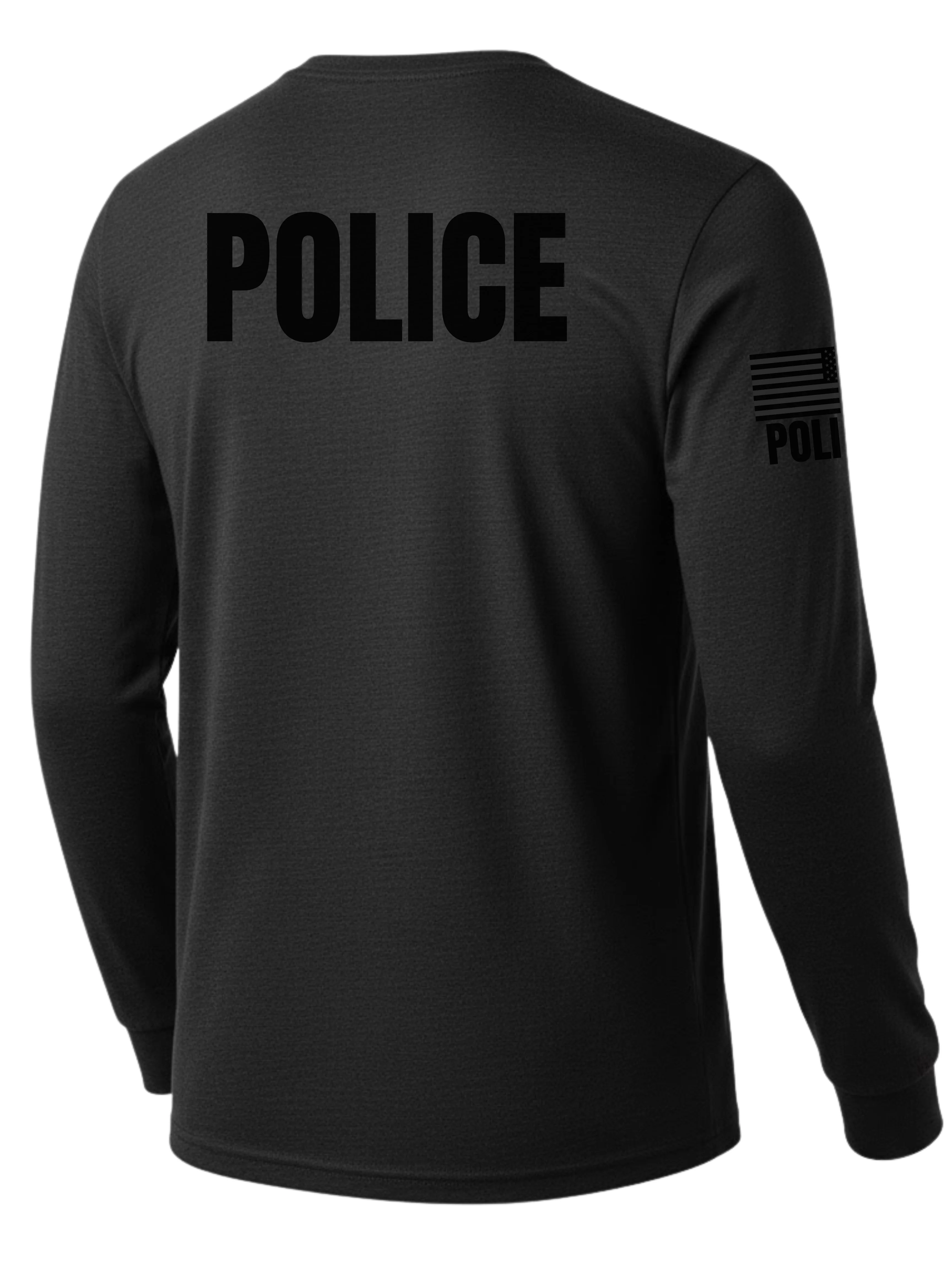 Black Police Men's Shirt - Long Sleeve (Black)