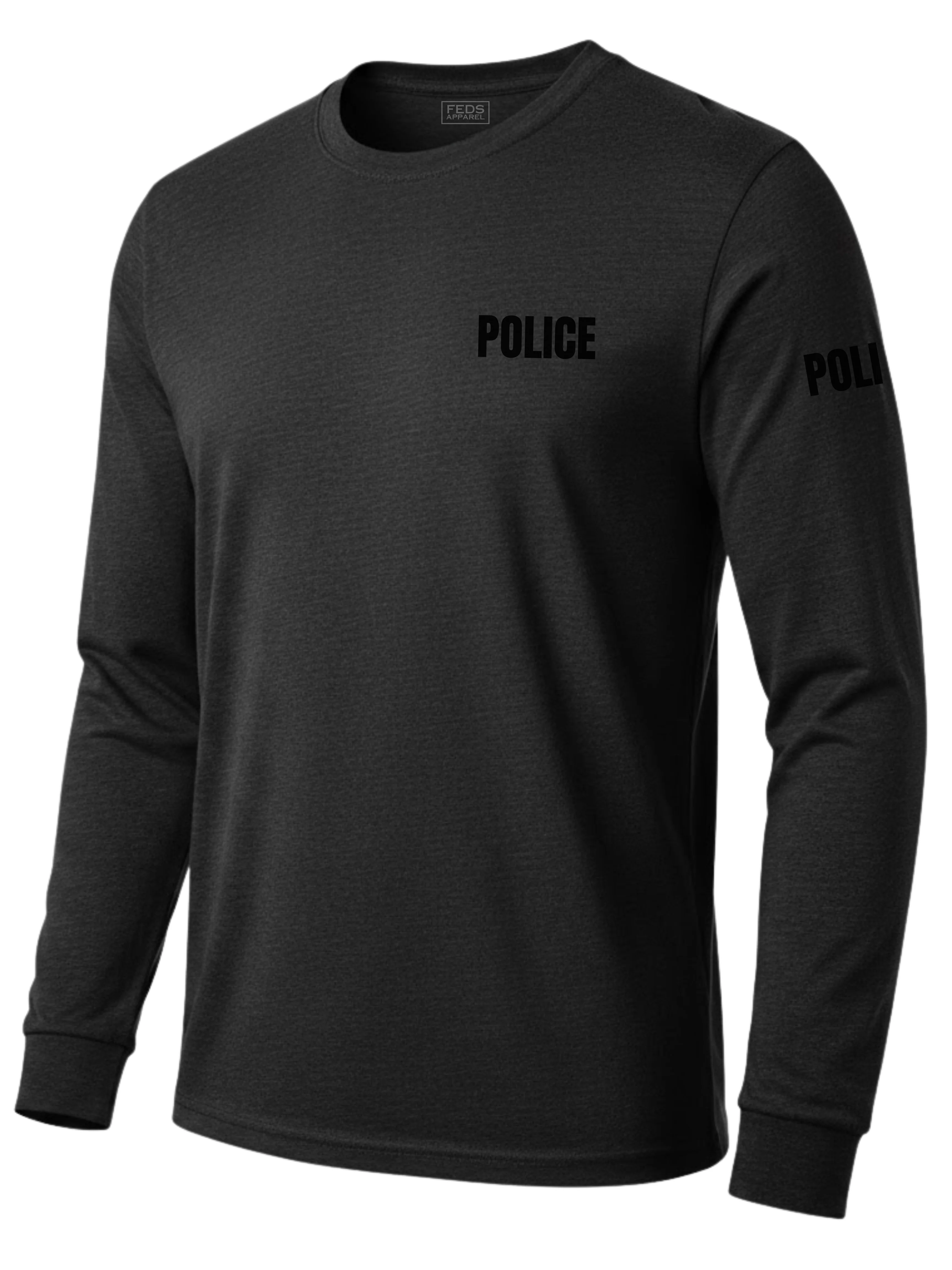 Black Police Men's Shirt - Long Sleeve (Black) - Image 2