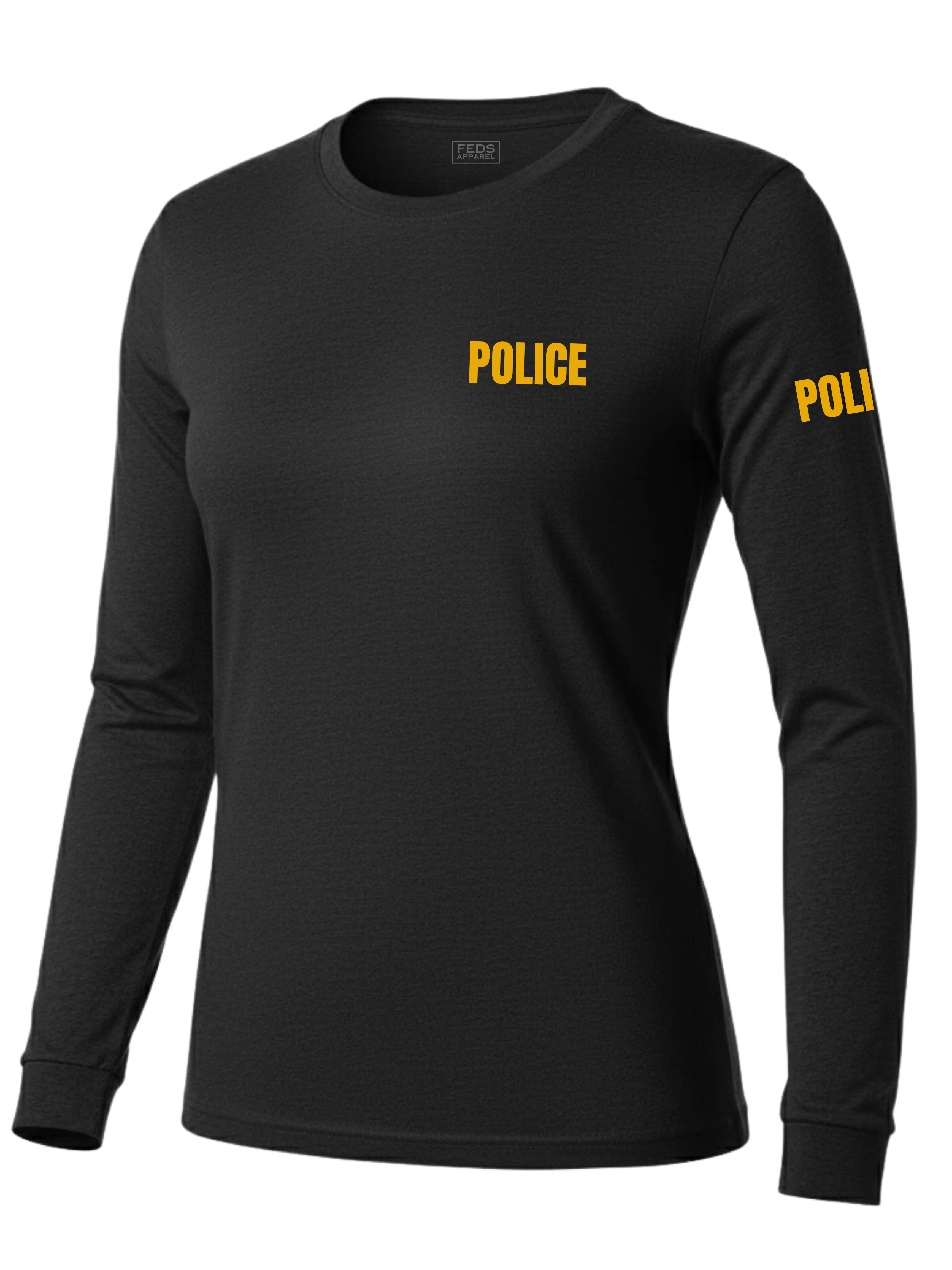Black Police Women's Shirt - Long Sleeve (Golden Yellow) - Image 2