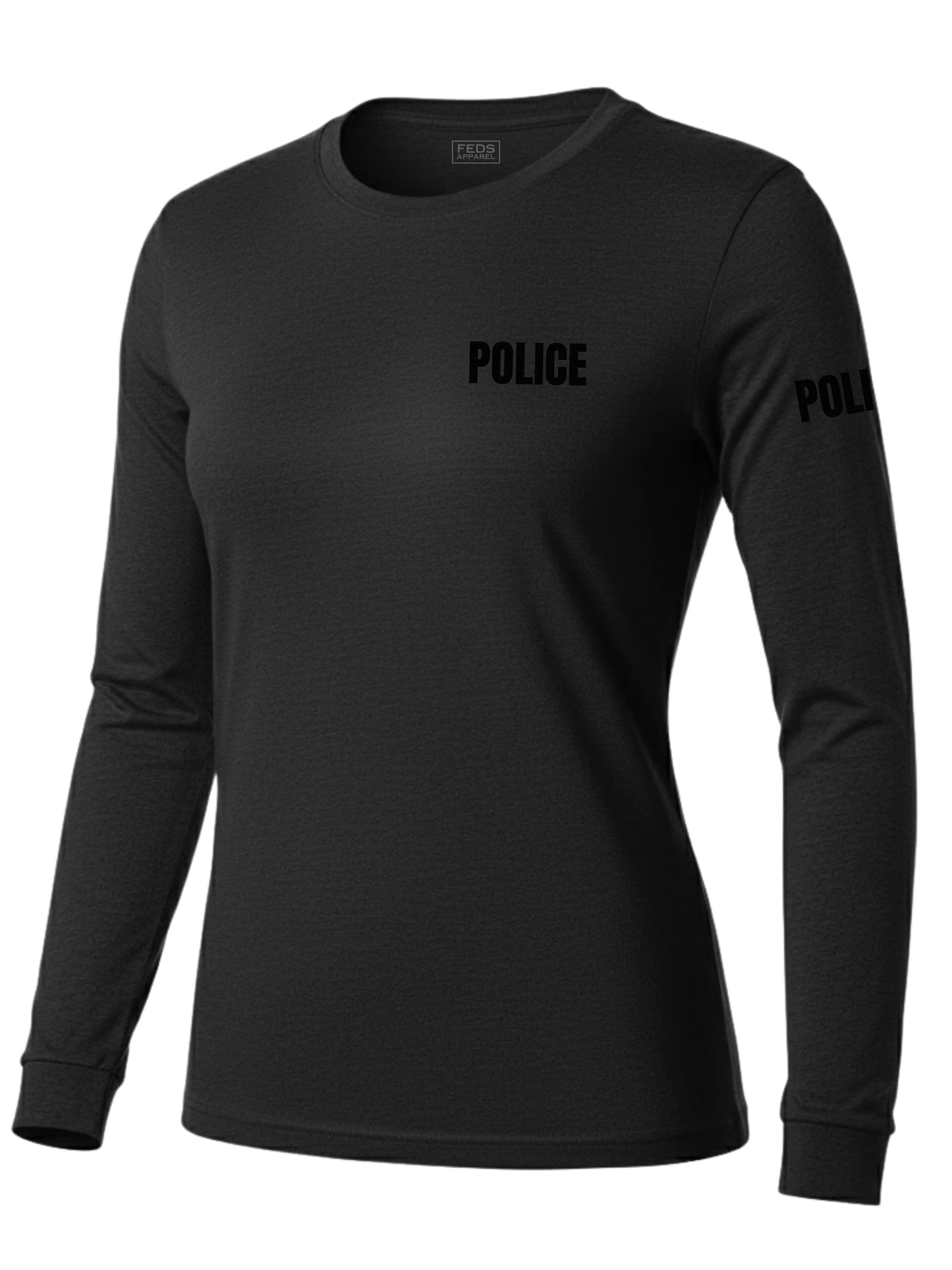 Black Police Women's Shirt - Long Sleeve (Black) - Image 2