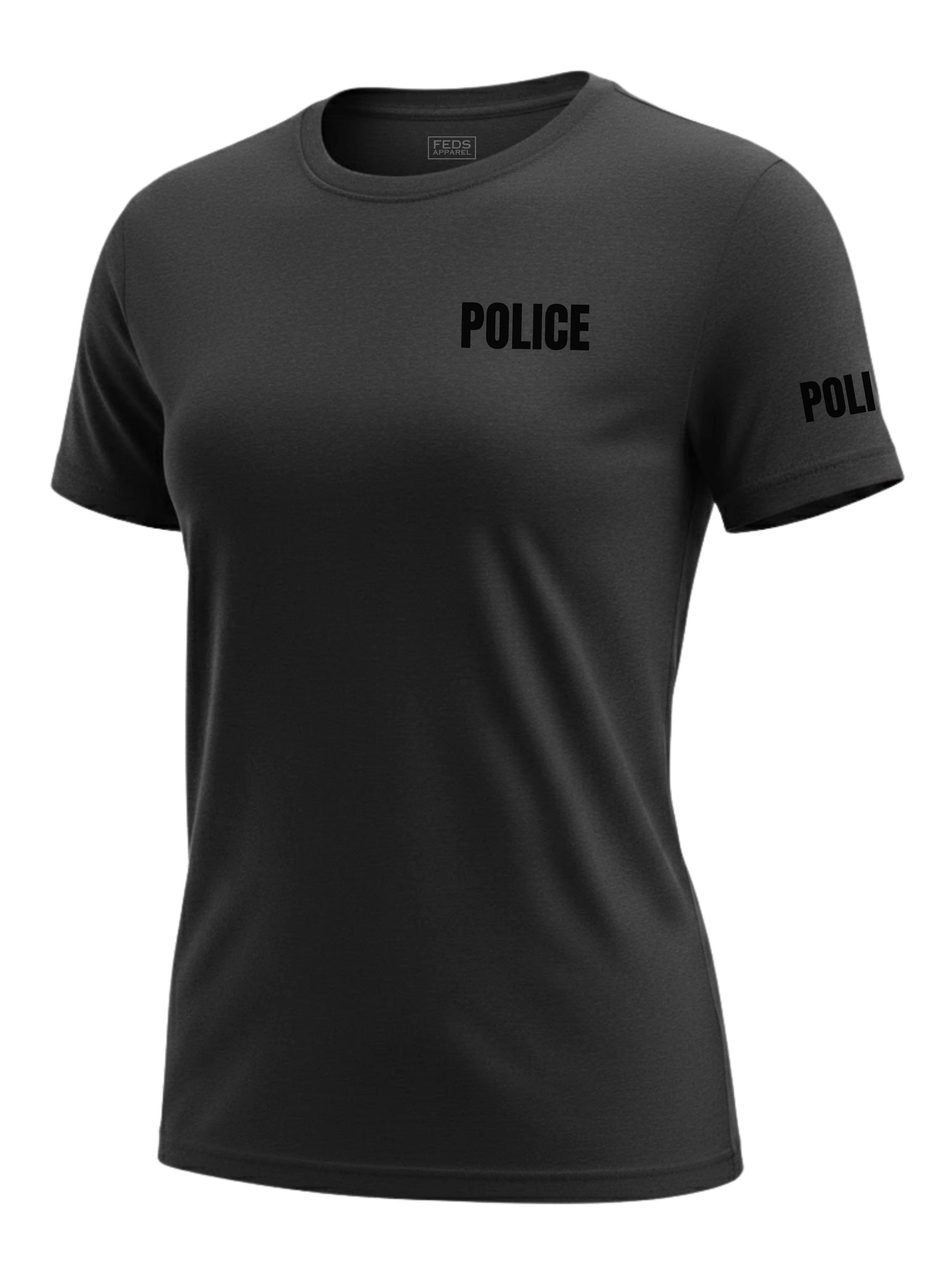 Black Police Women's Shirt - Short Sleeve (Black) - Image 2