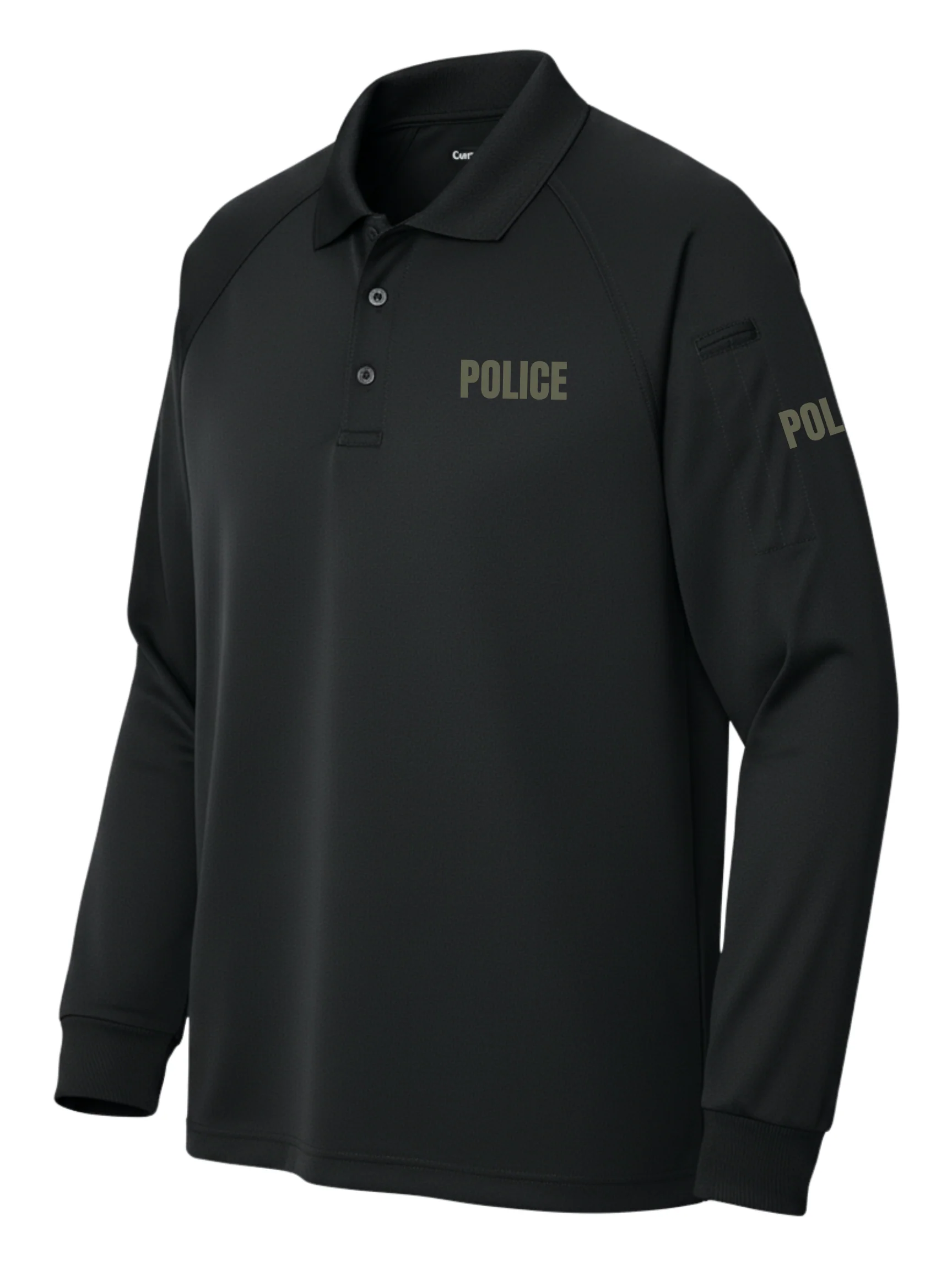 Black Tactical Long Sleeve - Police Men's Shirt (Drab) - Image 2