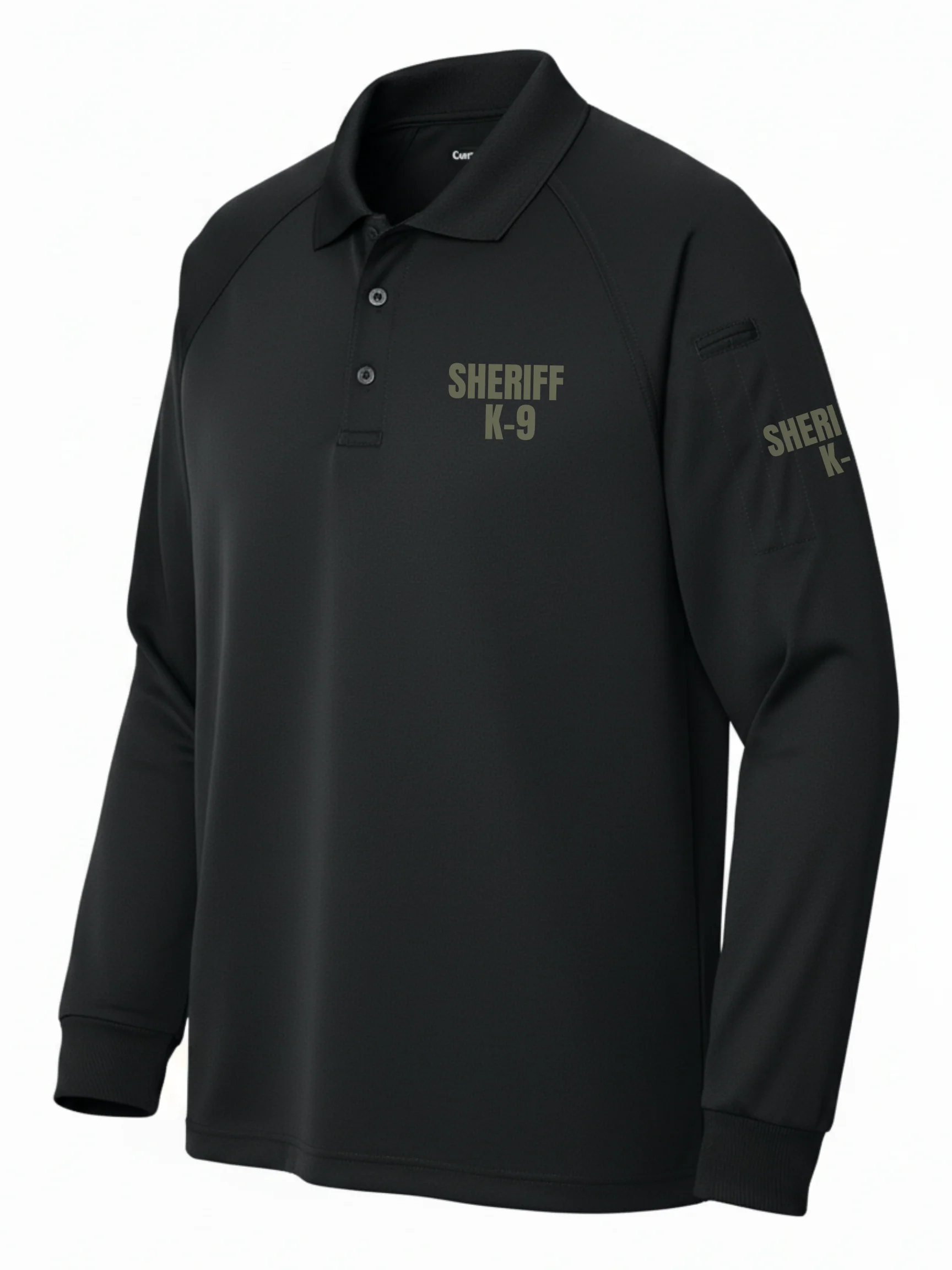Black Tactical Long Sleeve - Sheriff K-9 Men's Shirt (Drab - Image 2