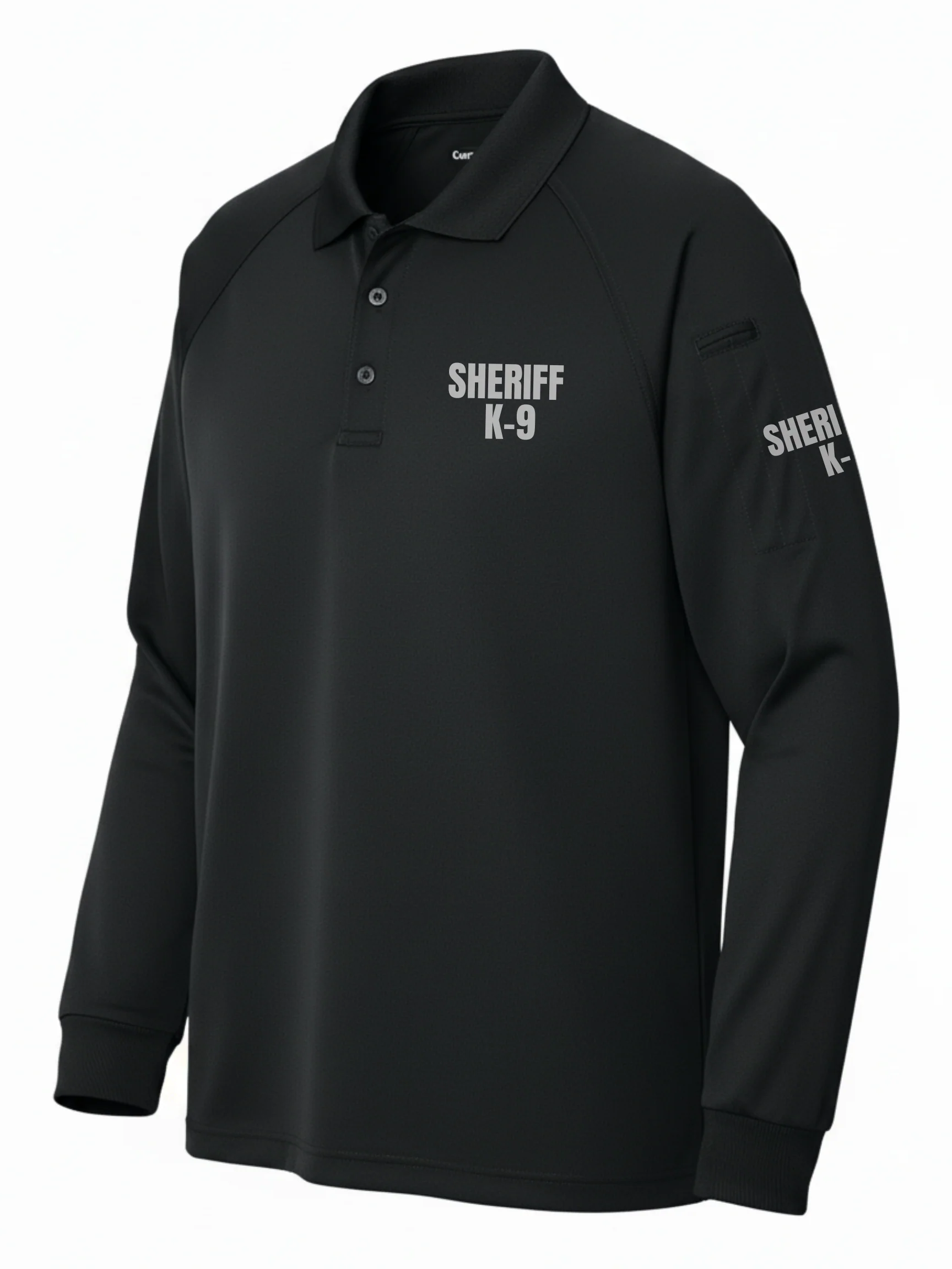 Black Tactical Long Sleeve - Sheriff K-9 Men's Shirt (Gray) - Image 2