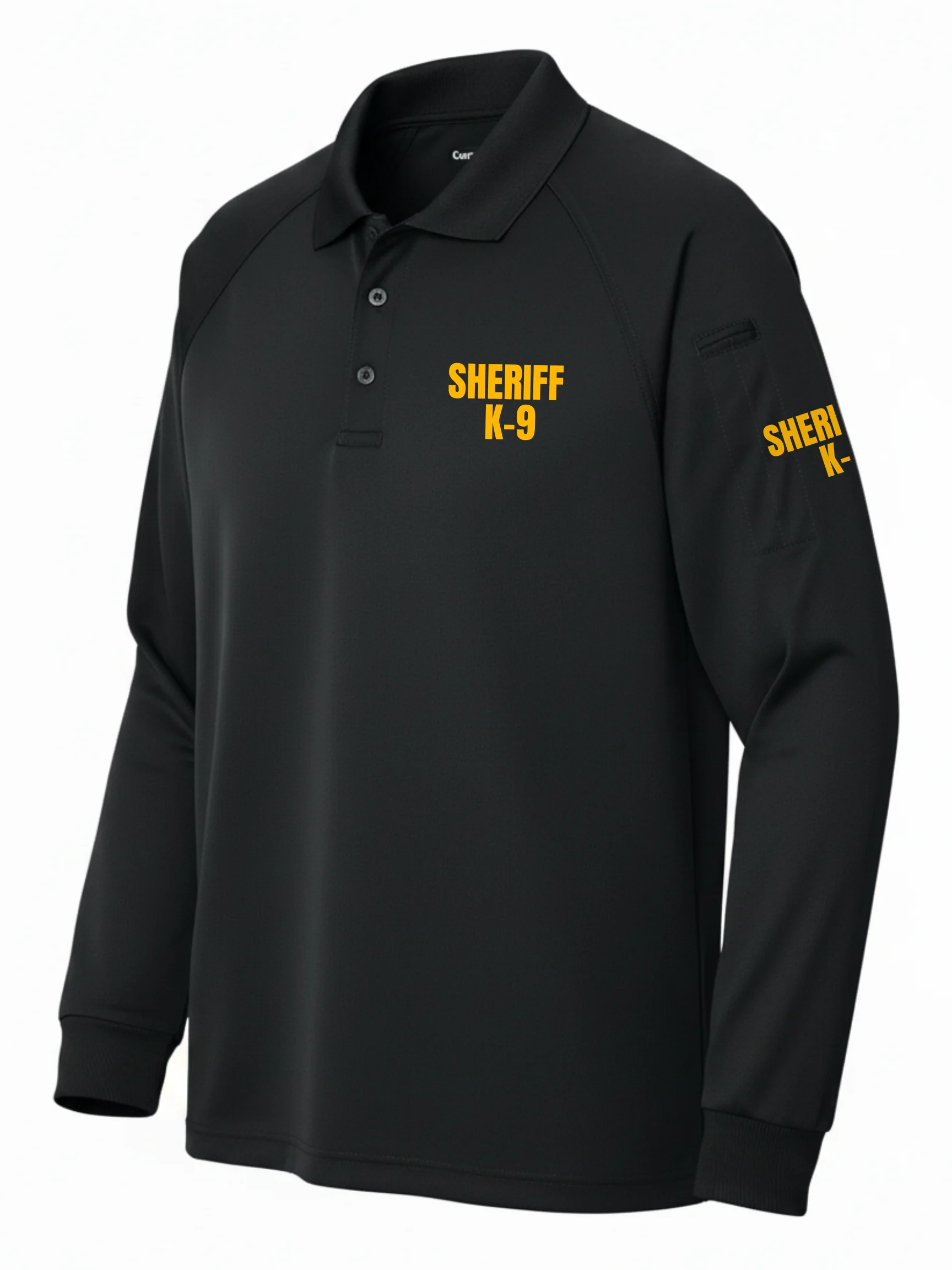 Black Tactical Long Sleeve - Sheriff K-9 Men's Shirt (Yellow) - Image 2