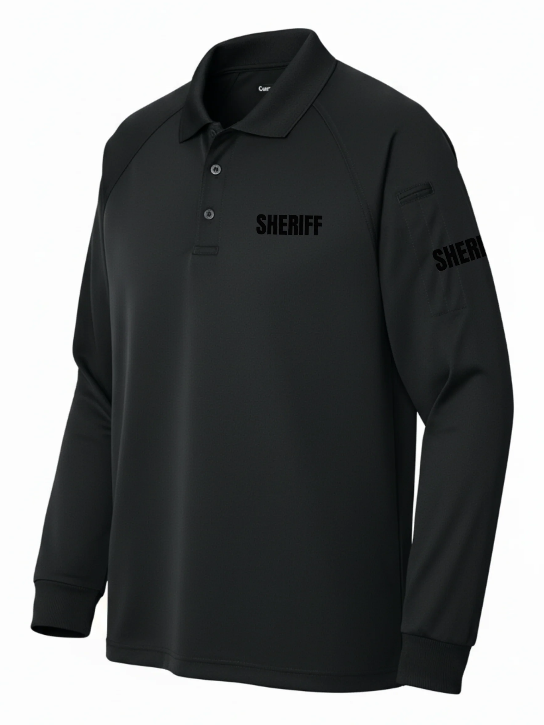 Black Tactical Long Sleeve - Sheriff Men's Shirt (Black) - Image 2