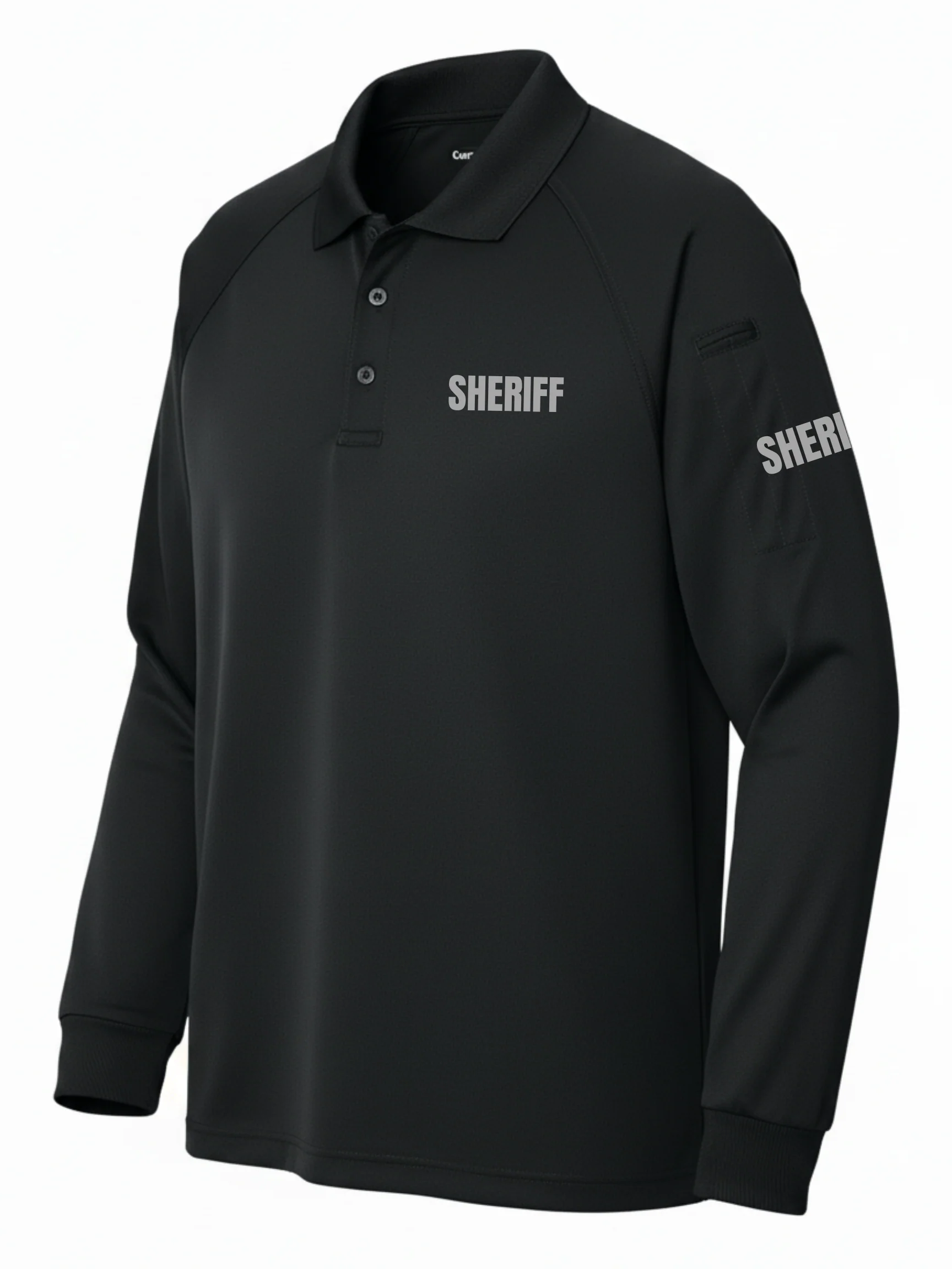 Black Tactical Long Sleeve - Sheriff Men's Shirt (Gray) - Image 2