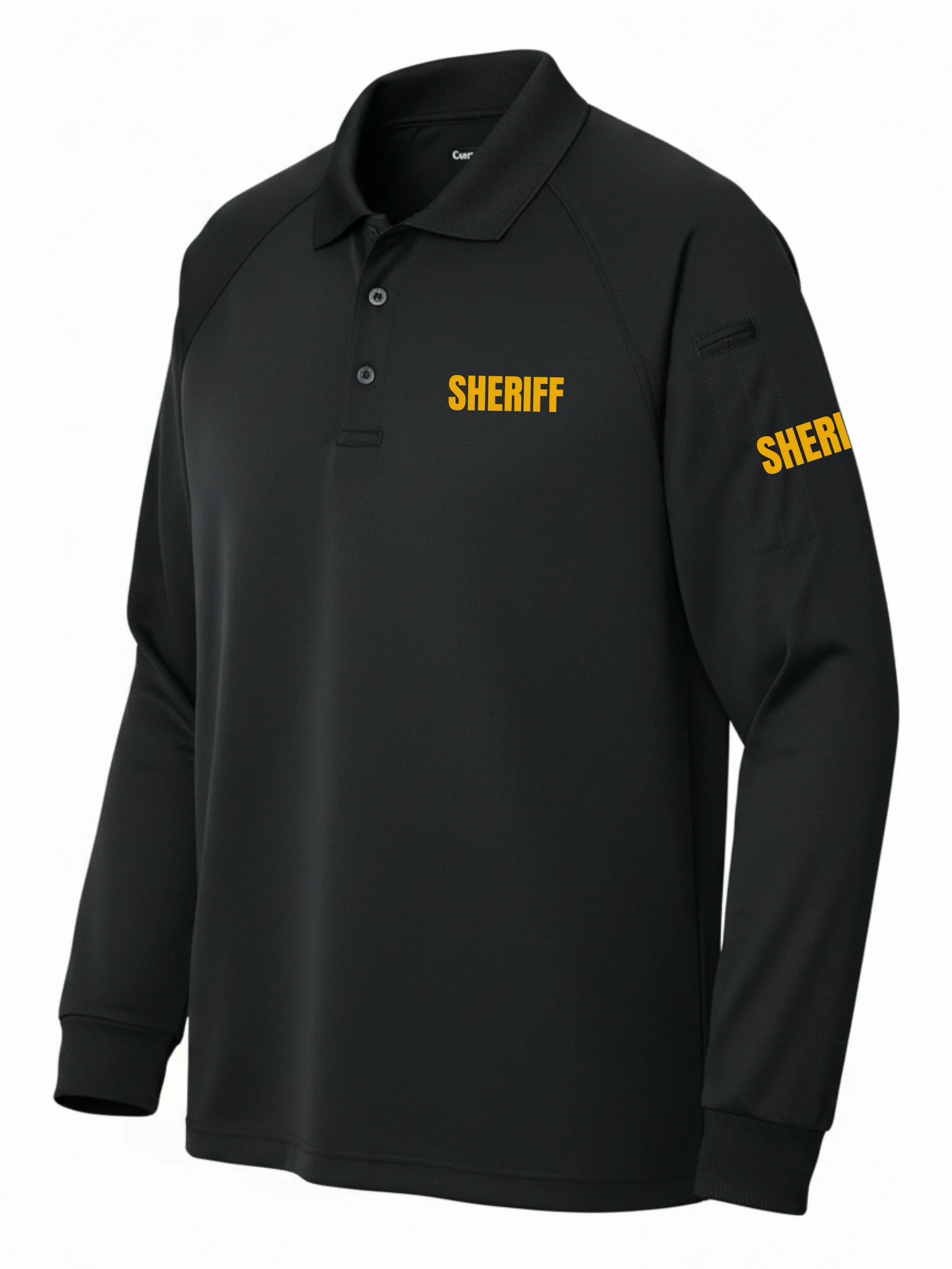 Black Tactical Long Sleeve - Sheriff Men's Shirt (Yellow) - Image 2