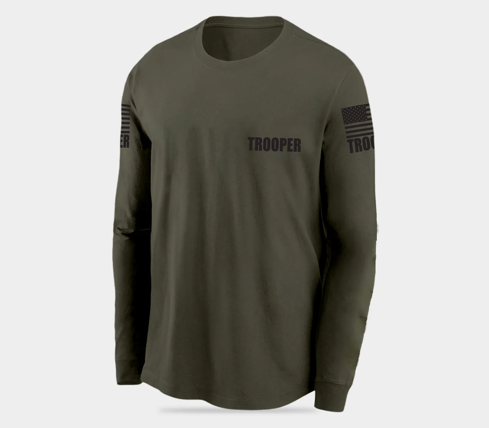 Drab Green Trooper Men's Shirt - Long Sleeve (Black) - Image 2