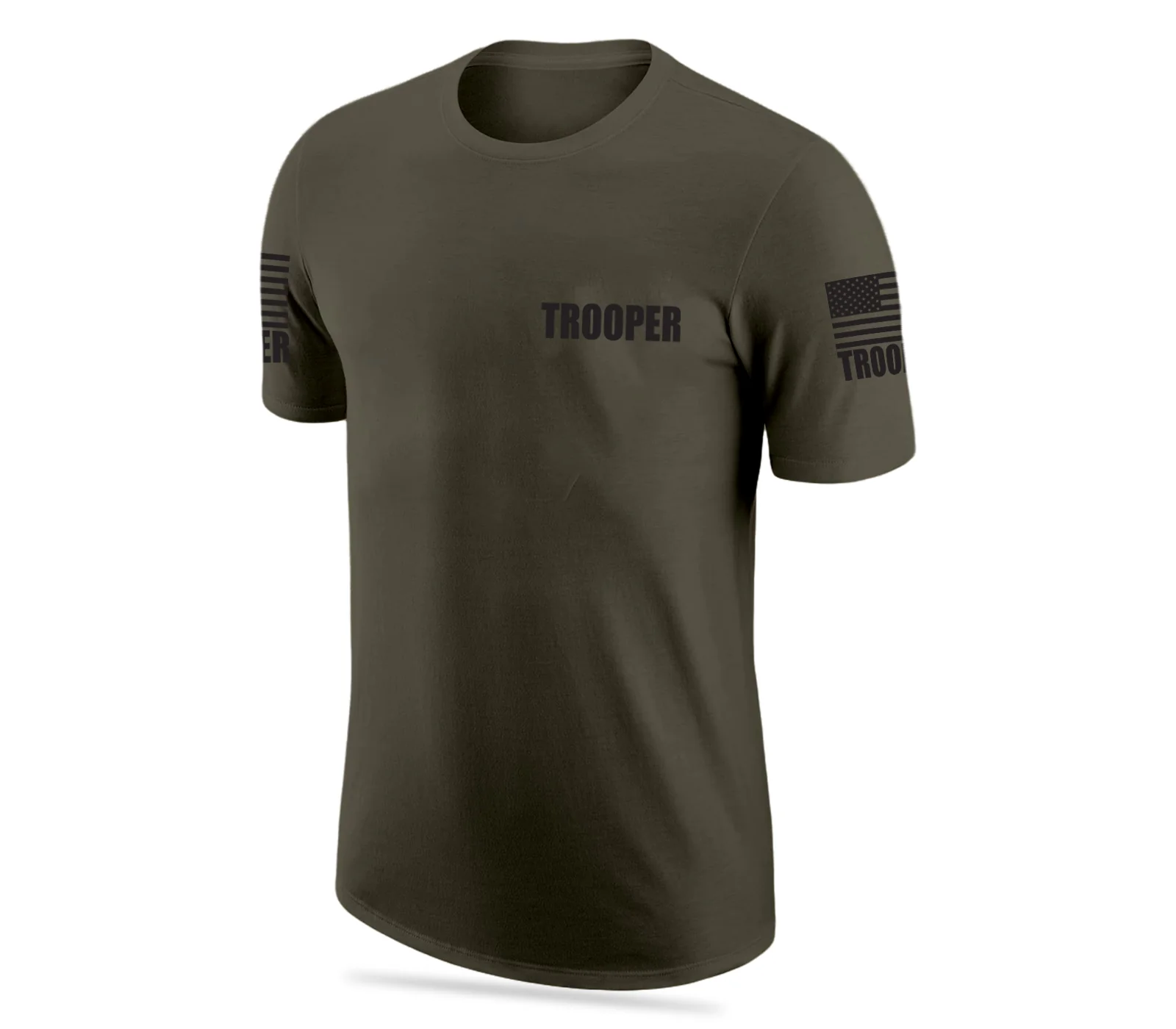 Drab Green Trooper Men's Shirt - Short Sleeve (Black) - Image 2