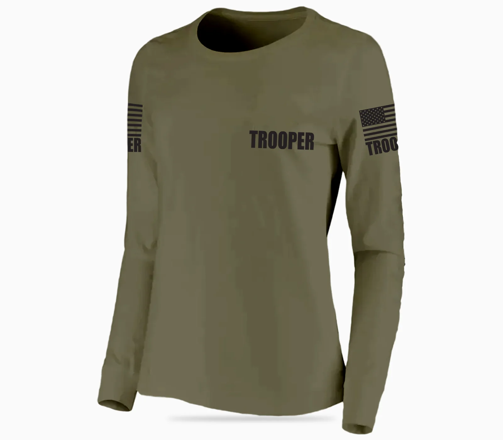 Drab Green Trooper Women's Shirt - Long Sleeve (Black) - Image 2