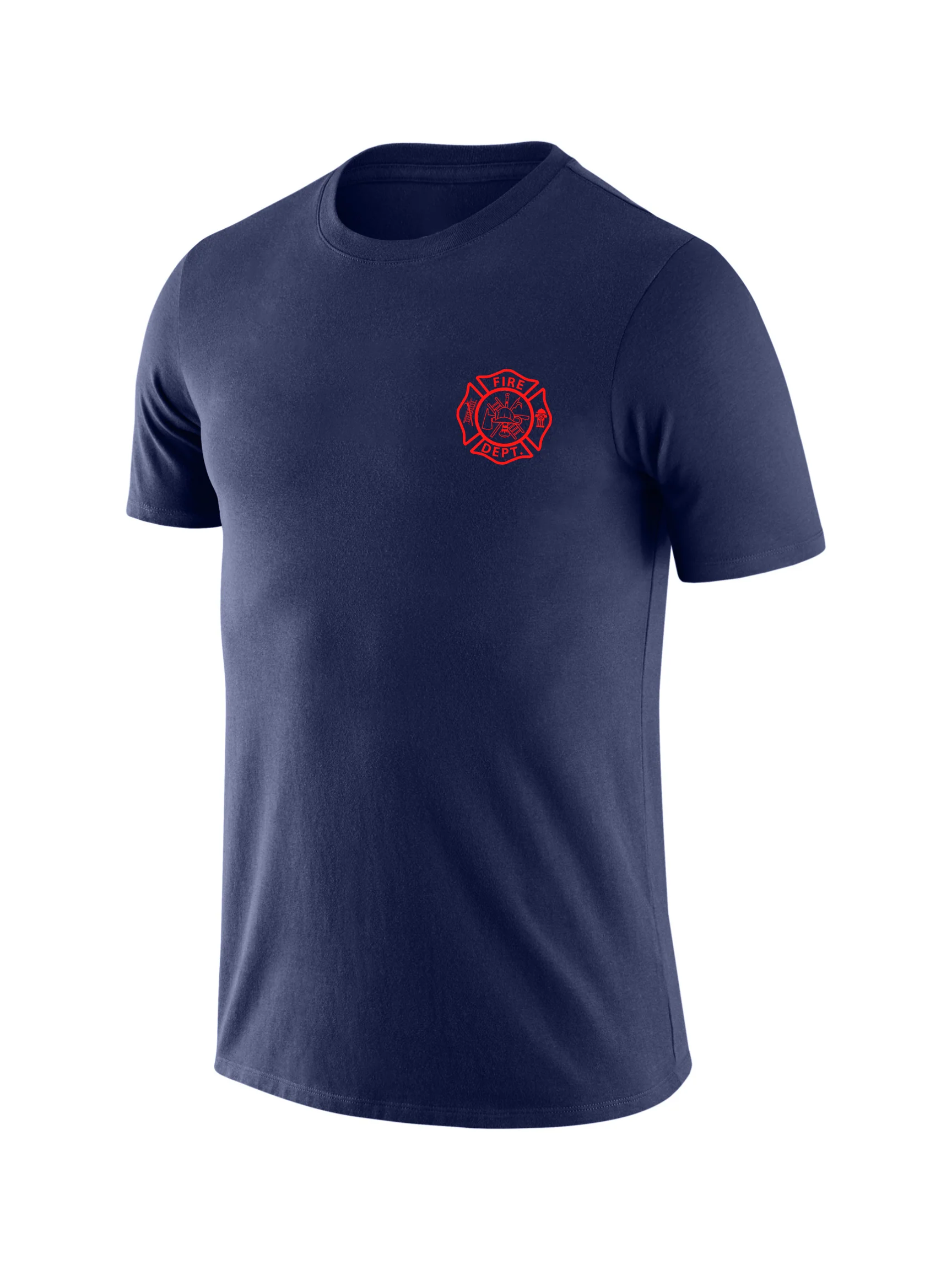 Navy Blue Fire Dept Men's Shirt - Short Sleeve (Red) - Image 2