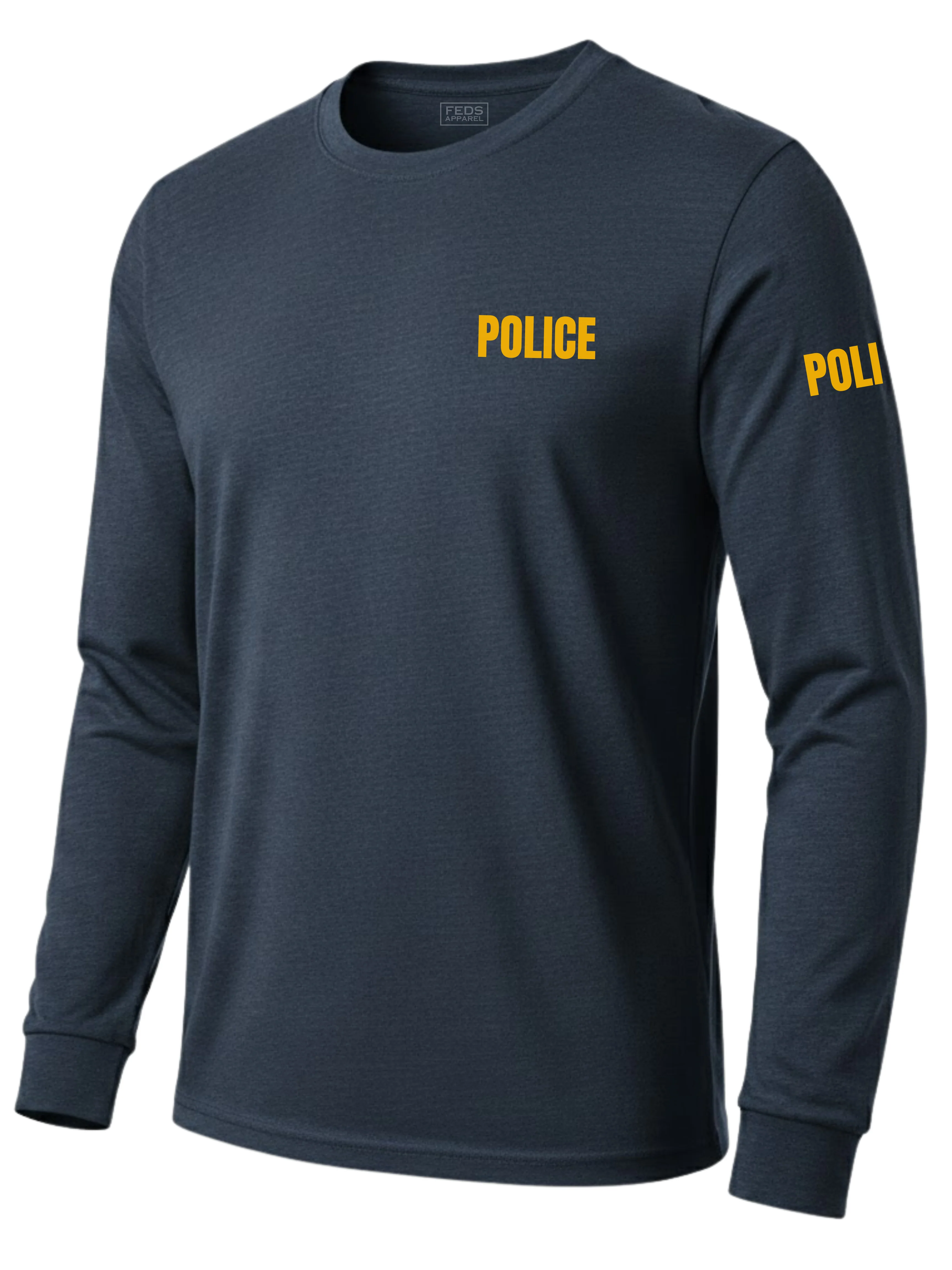 Navy Blue Police Men's Shirt - Long Sleeve (Golden Yellow) - Image 2