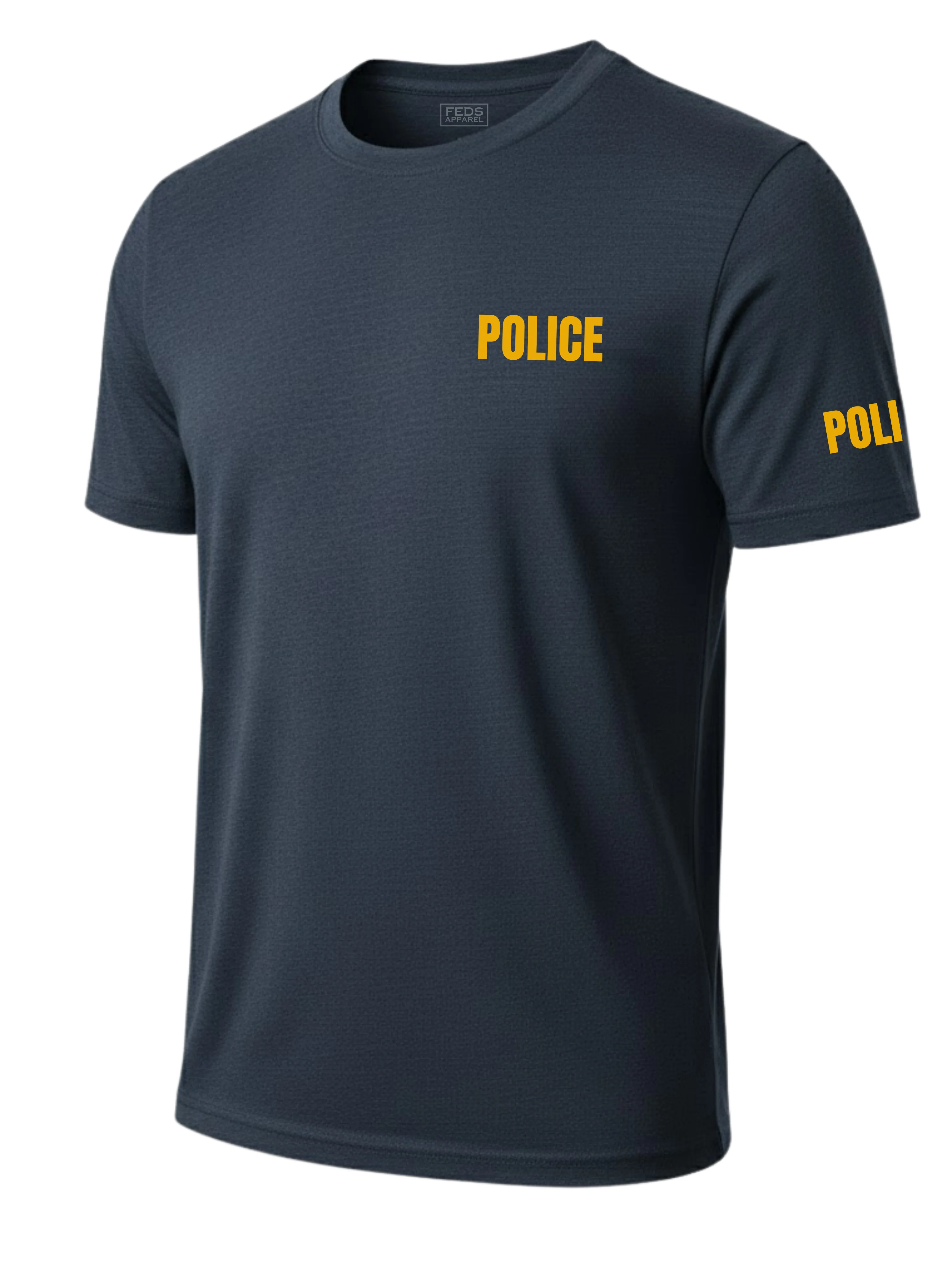 Navy Blue Police Men's Shirt - Short Sleeve (Golden Yellow) - Image 2
