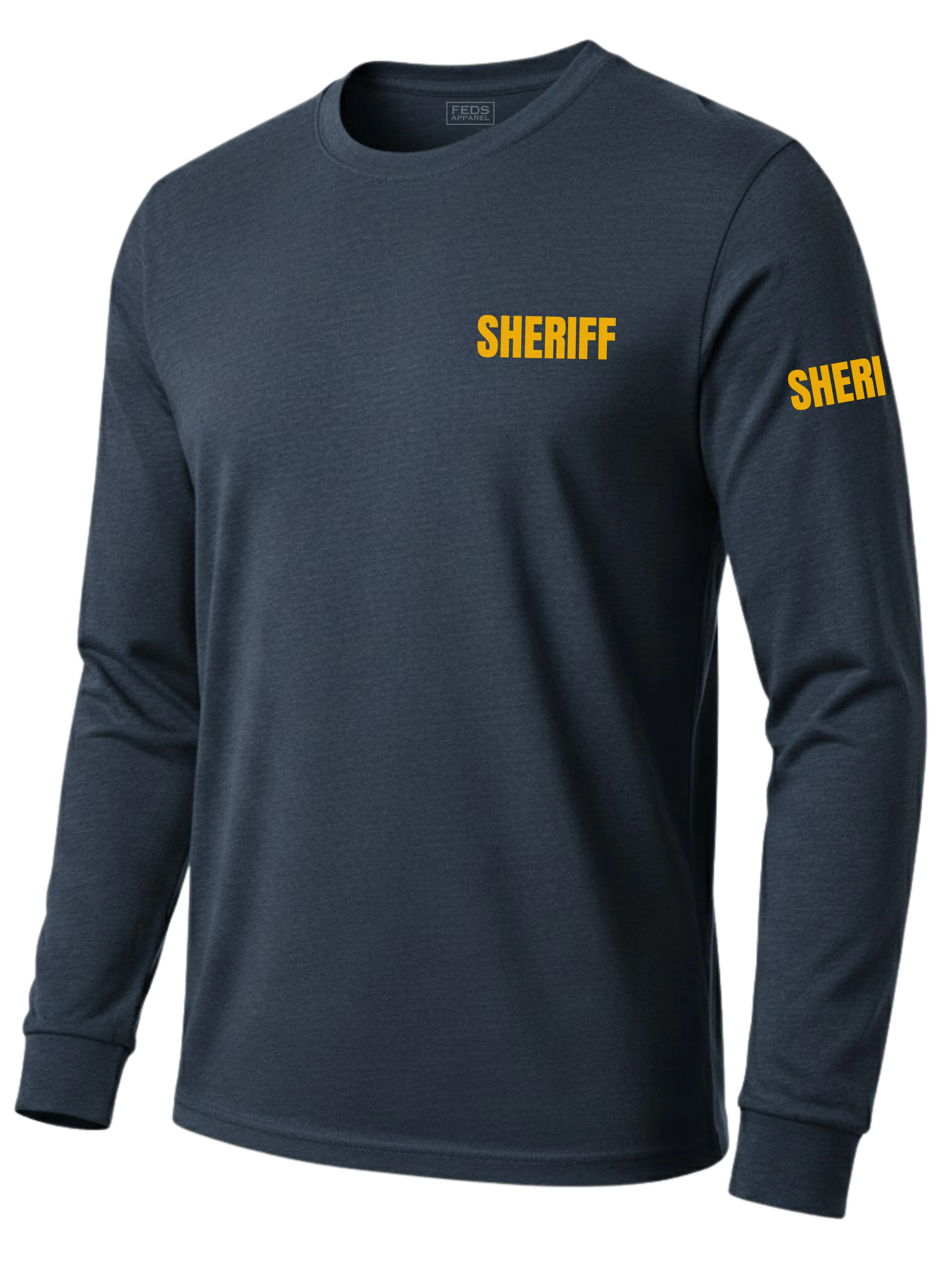 Navy Blue Sheriff Men's Shirt - Long Sleeve (Golden Yellow) - Image 2