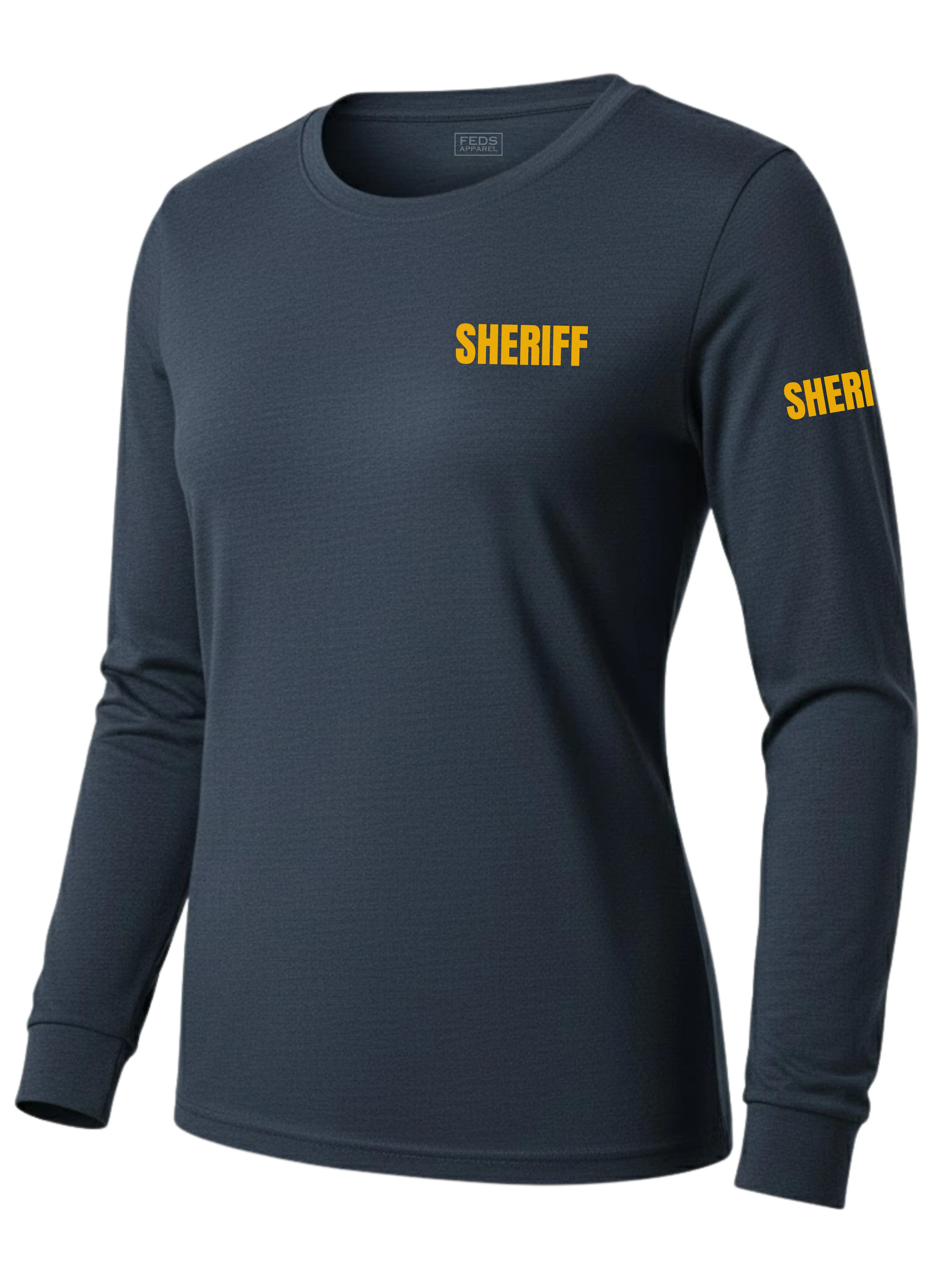 Navy Blue Sheriff Women's Shirt - Long Sleeve (Golden Yellow) - Image 2