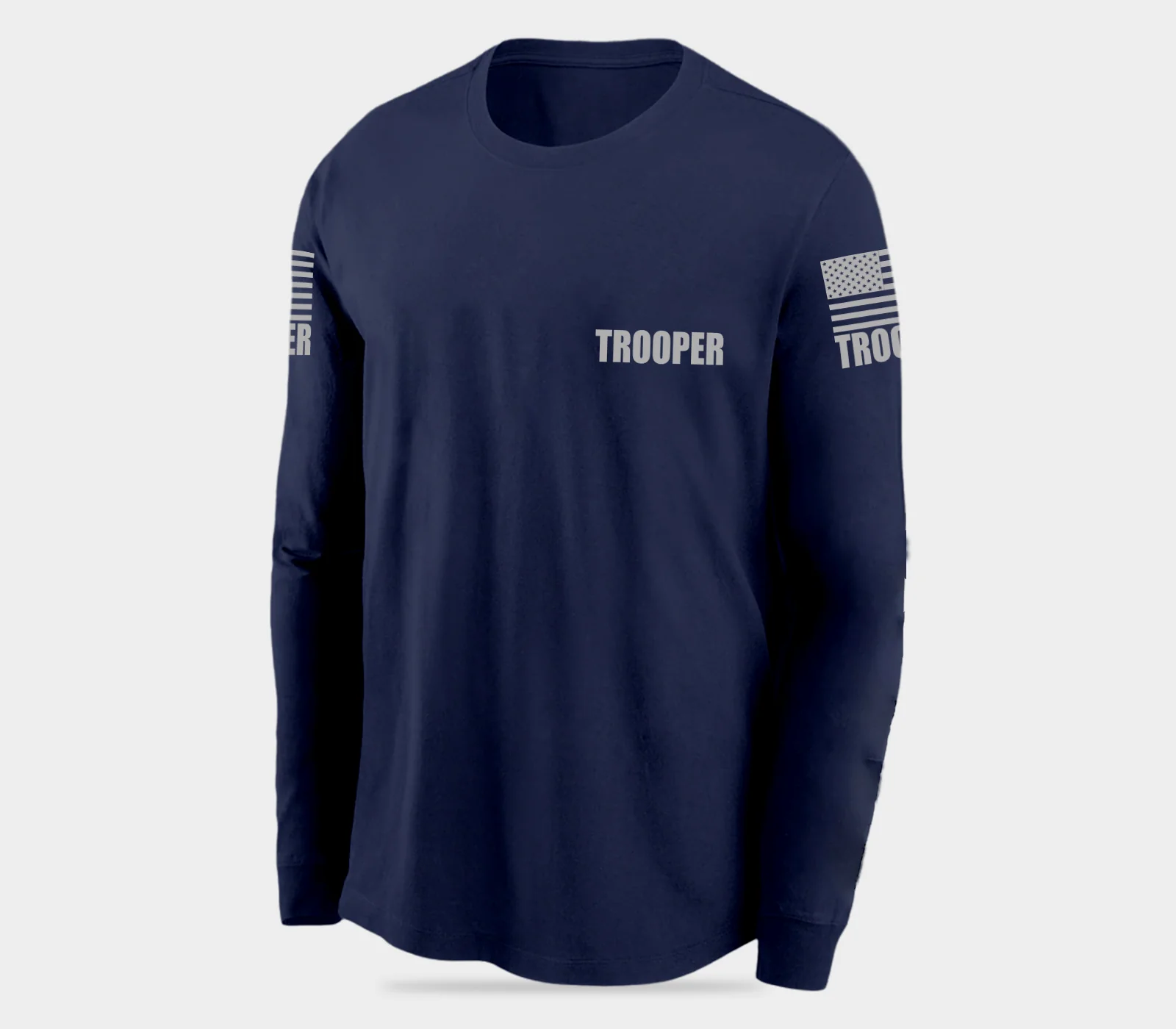 Navy Blue Trooper Men's Shirt - Long Sleeve (Gray) - Image 2