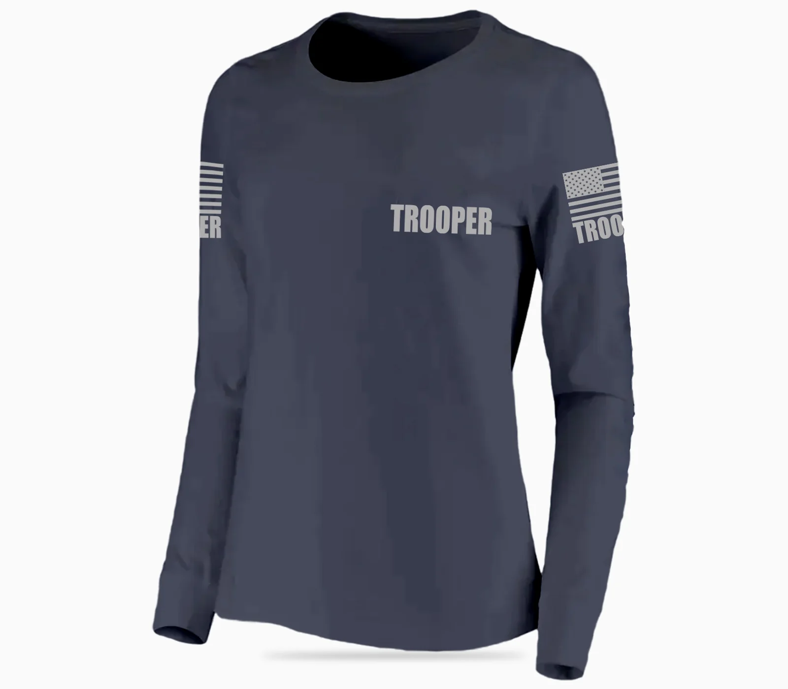 Navy Blue Trooper Women's Shirt - Long Sleeve (Gray) - Image 2