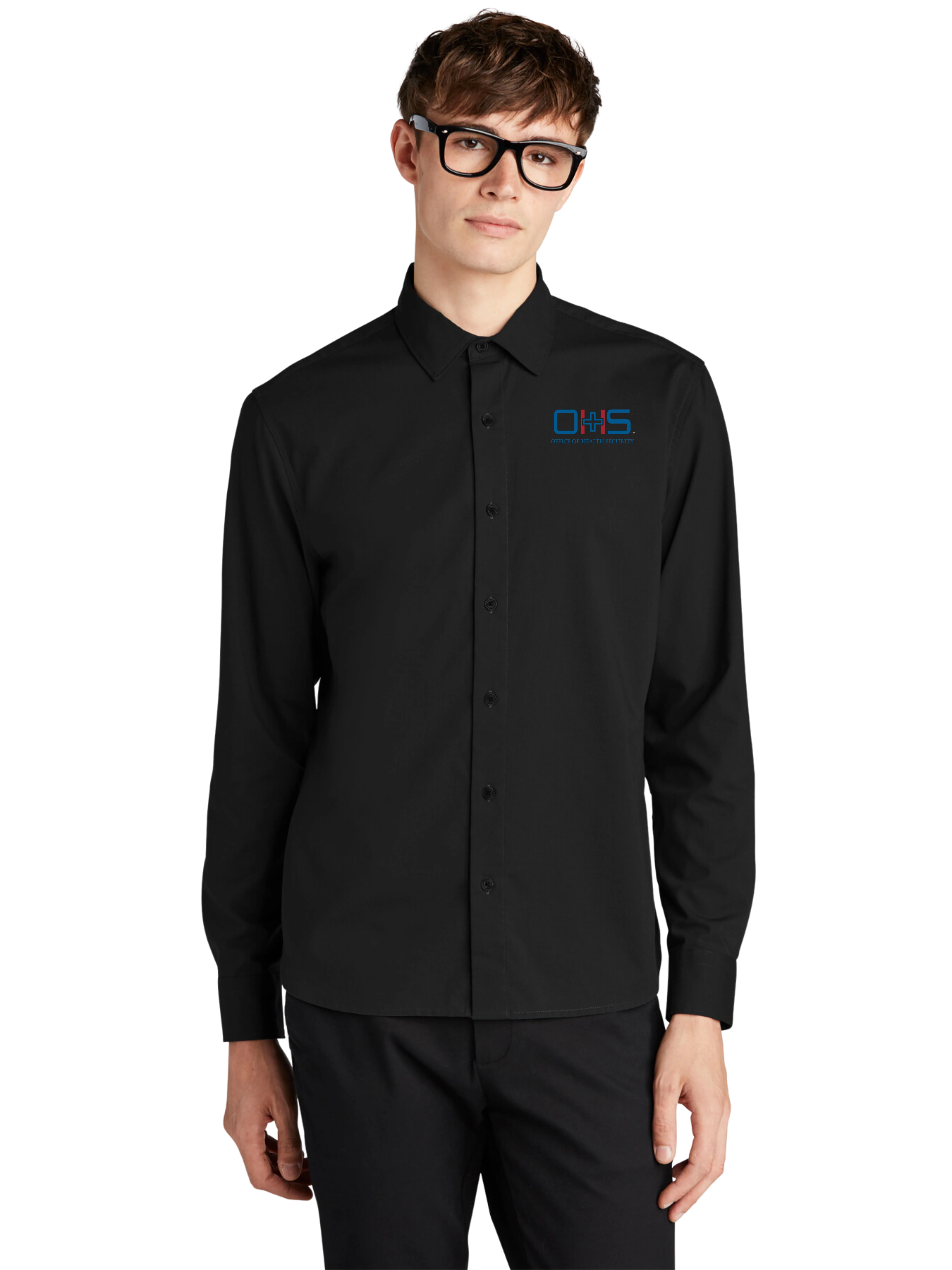 OHS Logo - Long Sleeve Stretch Woven Shirt - Image 2