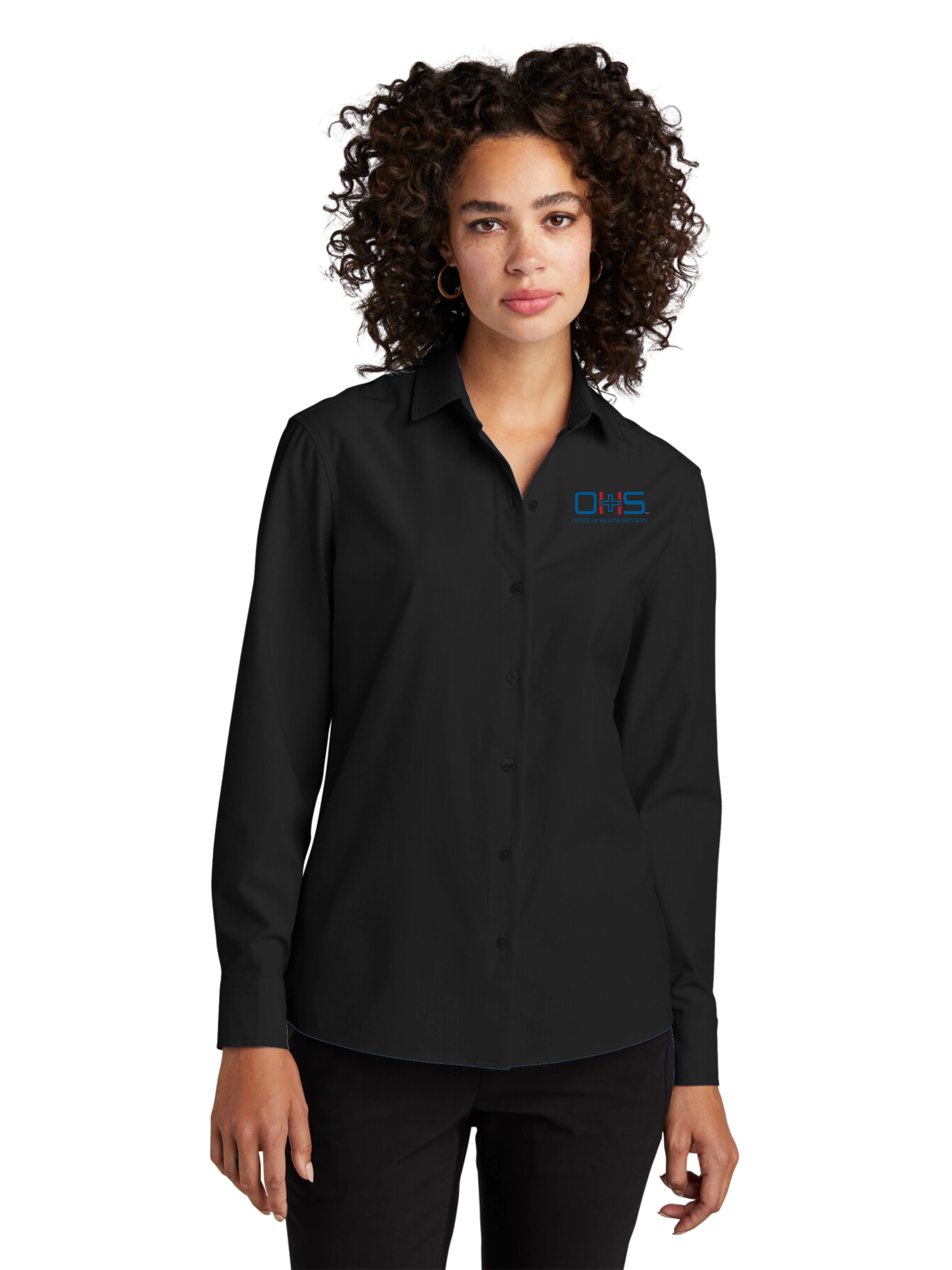 OHS Logo - Women’s Long Sleeve Stretch Woven Shirt - Image 2